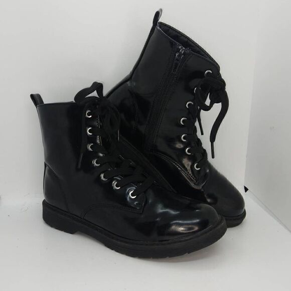 There Abouts Inflow Women's Pre-owned Black Combat Boots - sz. 5M - Picture 1 of 6